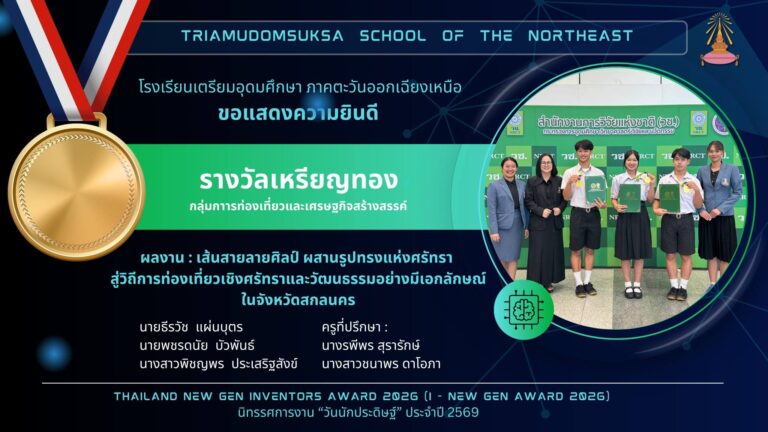 รางวัลจาก การประกวดสิ่งประดิษฐ์และนวัตกรรมระดับเยาวชน (I – New Gen Award 2026) เนื่องในวันนักประดิษฐ์ ประจำปี 2569