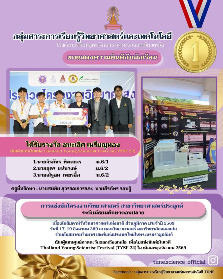 🎉ขอแสดงความยินดีนักเรียนและคณะครูเข้าร่วมกิจกรรมสัปดาห์วันวิทยาศาสตร์แห่งชาติระดับภูมิภาค ปี 2569⛳️มหาวิทยาลัยขอนแก่น